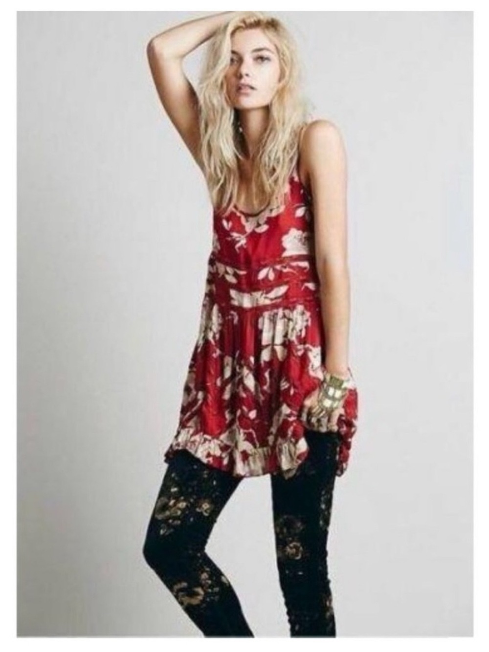 Free People Intimately voile and lace trapeze slip dress Sz M - Picture 5 of 7